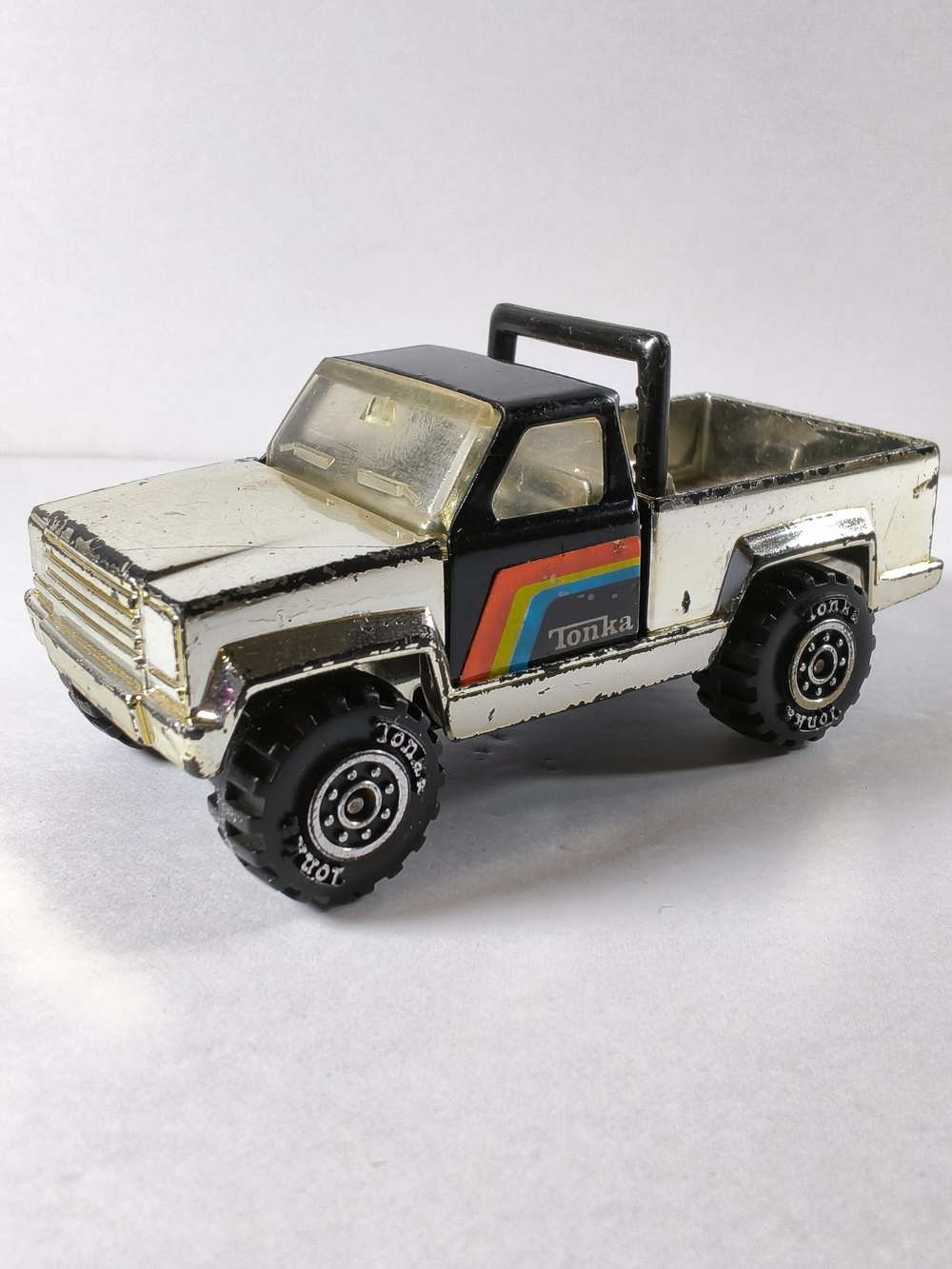 Vintage 1978 Tonka Silver Chrome 4x4 Pickup Truck Roll Bar 075 Pressed Steel